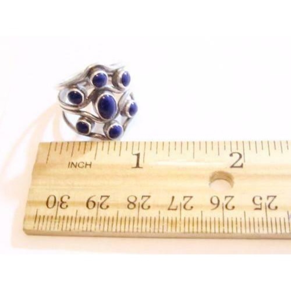 Vintage Fabulous Wide Cobalt Blue Cab Vintage Sterling Silver 925 Ring Sz8..25 - Picture 6 of 7